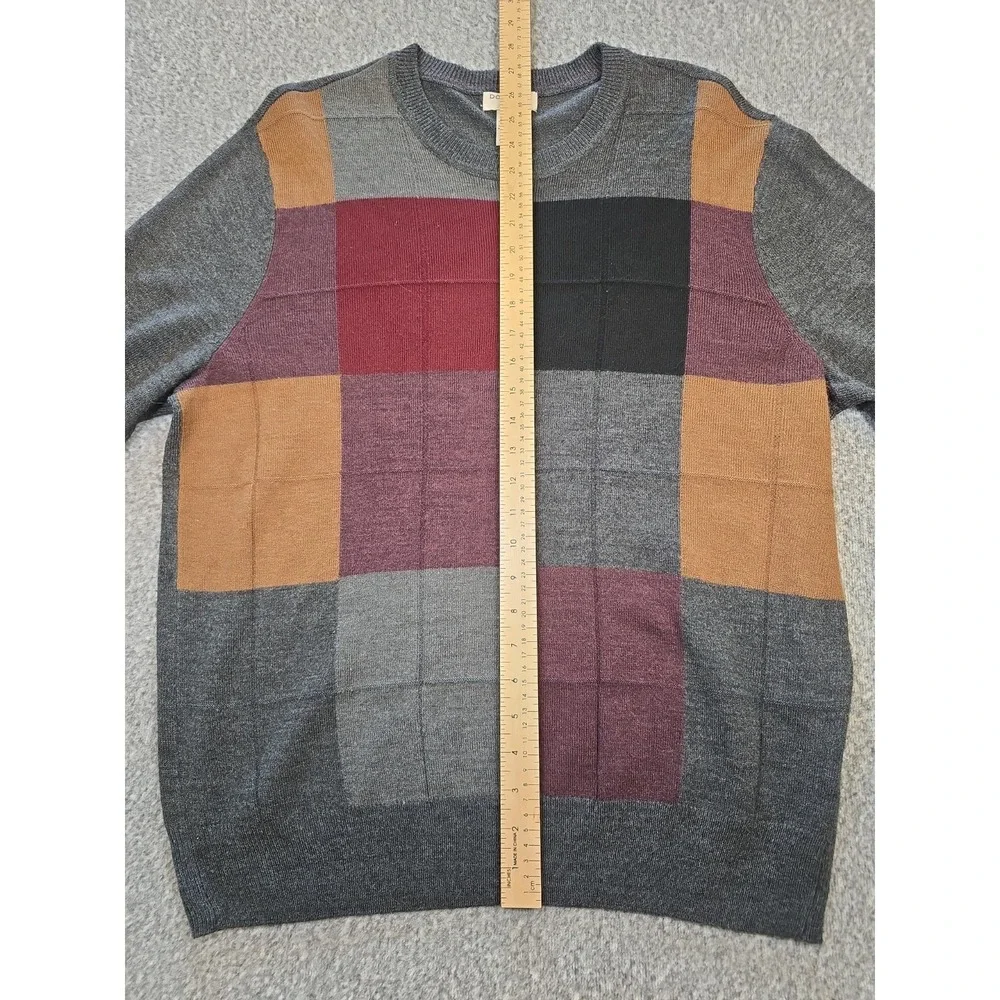 Dockers Sweater Mens Large Multi-Color Plaid Long Sleeve Crew Neck Pullover